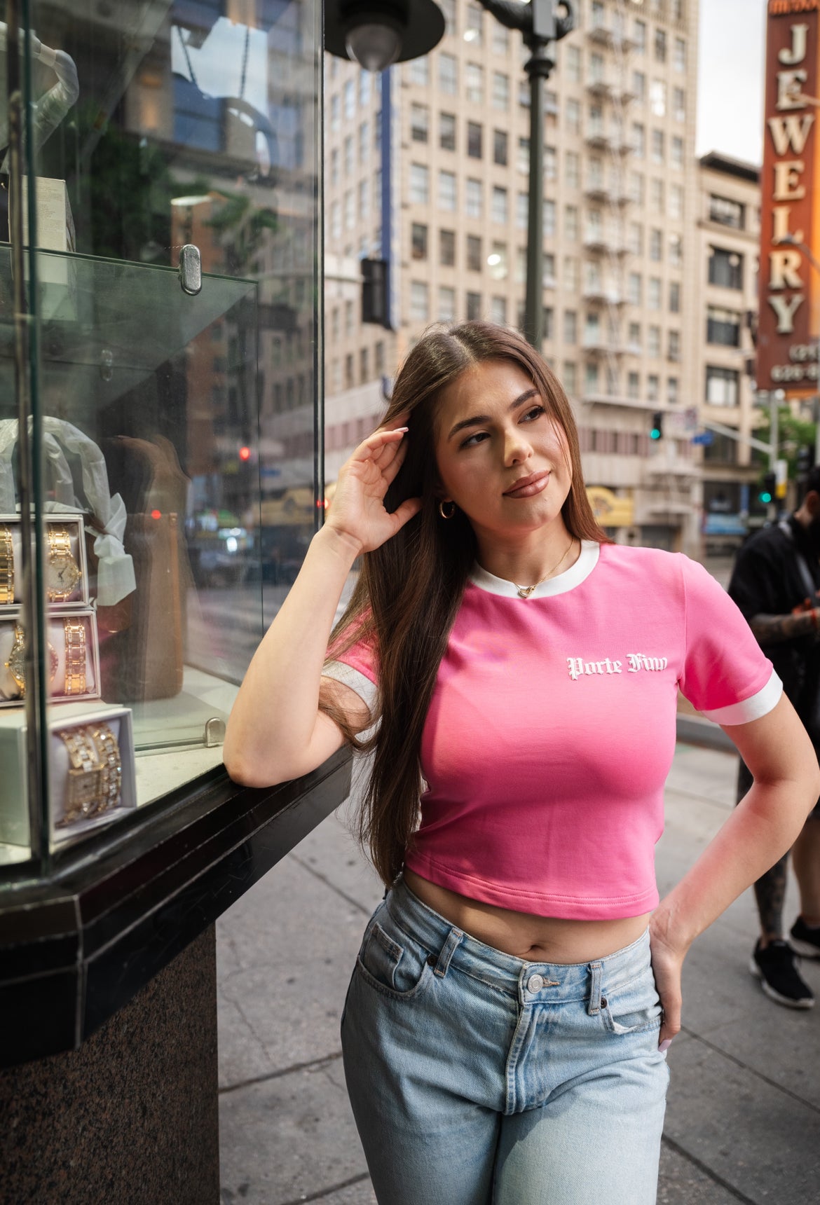 Pink PF Royal crop top
